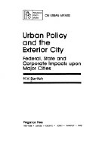 Cover of Urban Policy and the Exterior City