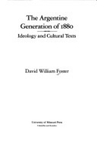 Cover of The Argentine Generation of 1880