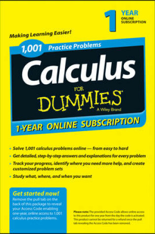 Cover of 1,001 Calculus Practice Problems for Dummies Access Code Card (1-Year Subscription)
