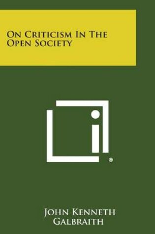 Cover of On Criticism in the Open Society