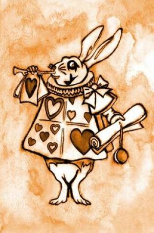 Cover of Alice in Wonderland Watercolour Journal - White Rabbit With Trumpet (Orange)