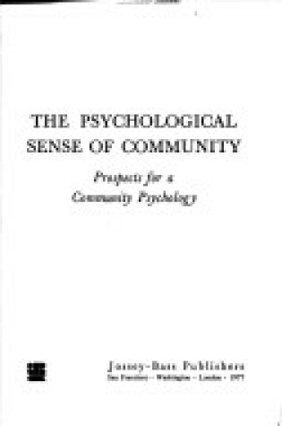 Cover of Psychological Sense of Community