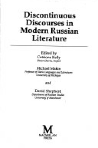 Cover of Discontinuous Discourses in Modern Russian Literature