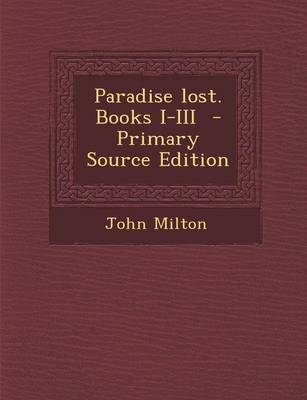 Book cover for Paradise Lost. Books I-III