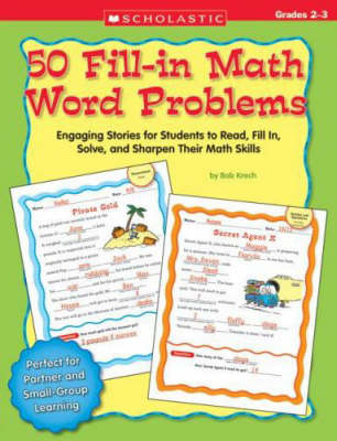 Book cover for 50 Fill-In Math Word Problems, Grades 2-3