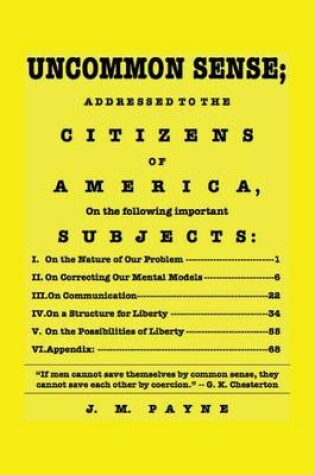 Cover of UnCommon Sense; Addressed to the Citizens of America