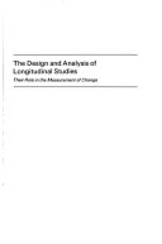 Cover of The Design and Analysis of Longitudinal Studies