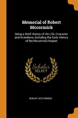 Book cover for Memorial of Robert McCormick
