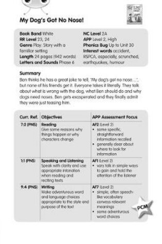 Cover of BC JD Plays White/2A My Dog's Got No Nose Guided Reading Card