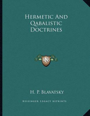 Book cover for Hermetic and Qabalistic Doctrines