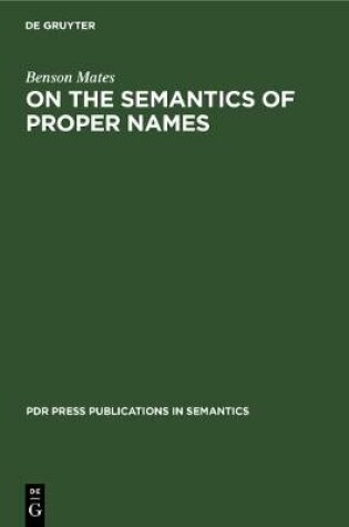 Cover of On the Semantics of Proper Names