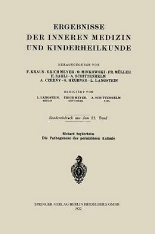 Cover of Die Pathogenese Der Pernizioesen Anamie