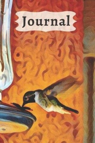 Cover of Rustic Black & White Cover with Flying Green Hummingbird at Feeder Diary, Pretty Journal for Daily Thoughts