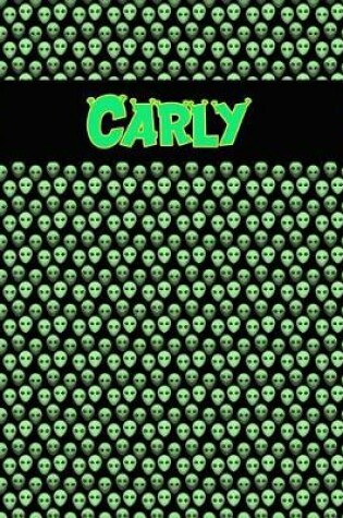 Cover of 120 Page Handwriting Practice Book with Green Alien Cover Carly