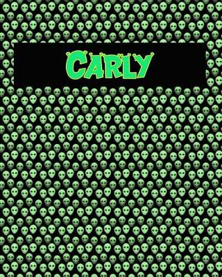 Book cover for 120 Page Handwriting Practice Book with Green Alien Cover Carly