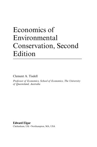 Cover of Economics of Environmental Conservation, Second Edition