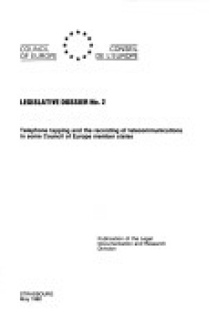 Cover of Telephone Tapping and the Recording of Tele-communications in Some Council of Europe Member States