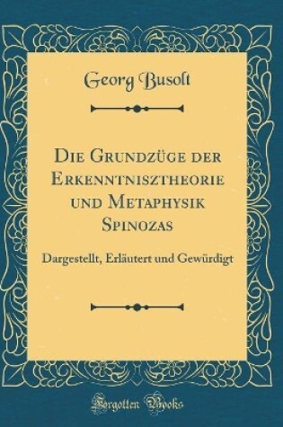 Cover of Die Grundzuge Der Erkenntnisztheorie Und Metaphysik Spinozas