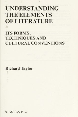 Cover of Understanding the Elements of Literature