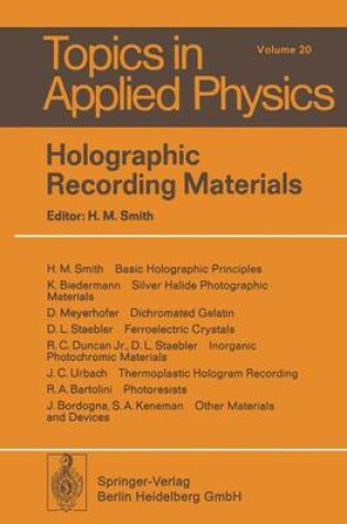 Cover of Holographic Recording Materials