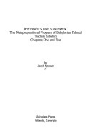 Cover of The Bavli's One Statement