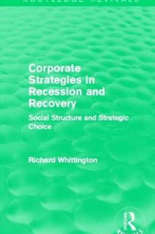 Cover of Corporate Strategies in Recession and Recovery: Social Structure and Strategic Choice: Social Structure and Strategic Choice