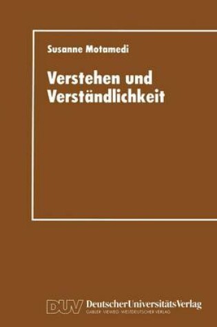 Cover of Verstehen und Verständlichkeit