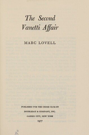 Cover of The Second Vanetti Affair