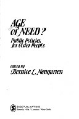 Cover of Age or Need?