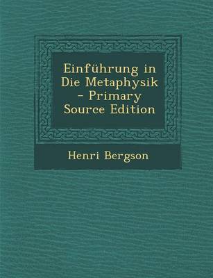 Book cover for Einfuhrung in Die Metaphysik