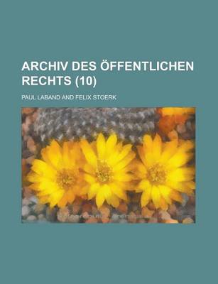 Book cover for Archiv Des Ffentlichen Rechts (10)