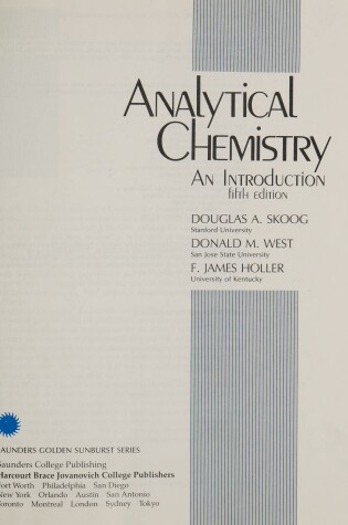 Cover of Skoog Analytical Chemistry 5e