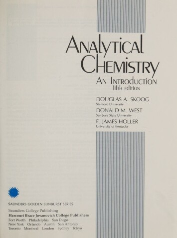 Book cover for Skoog Analytical Chemistry 5e