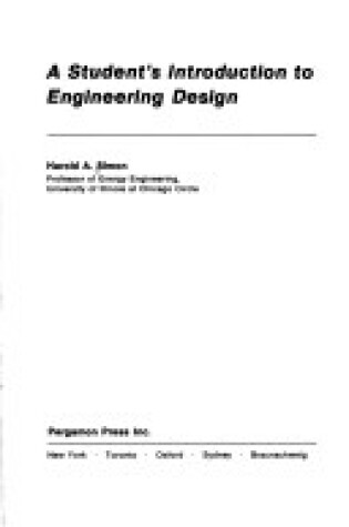 Cover of Student's Guide to Engineering Design