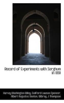 Book cover for Record of Experiments with Sorghum in 1891