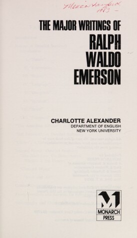 Book cover for Major Writings of Ralph Waldo Emerson