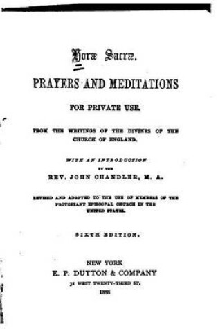 Cover of Horae Sacrae, Prayers and Meditations for Private Use