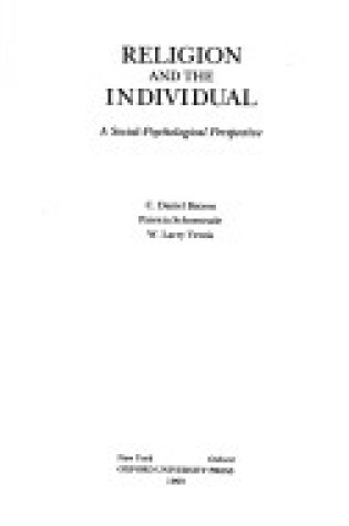 Cover of Religion and the Individual