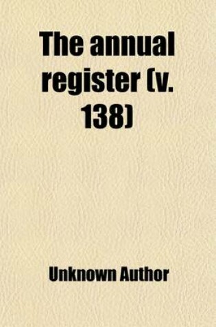 Cover of Annual Register (Volume 138); World Events in