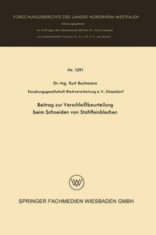 Cover of Beitrag Zur Verschleissbeurteilung Beim Schneiden Von Stahlfeinblechen