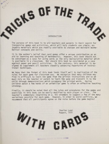 Book cover for Tricks of the Trade with Cards