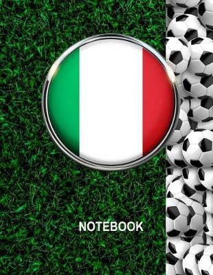 Book cover for Notebook. Italy Flag And Soccer Balls Cover. For Soccer Fans. Blank Lined Planner Journal Diary.