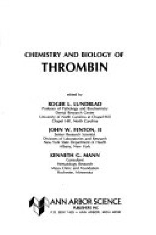 Cover of Chemistry and Biology of Thrombin