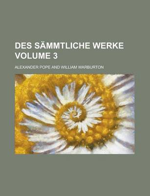 Book cover for Des Sammtliche Werke Volume 3