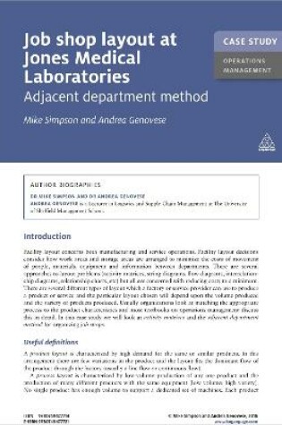 Cover of Case Study: Job Shop Layout at Jones Medical Laboratories