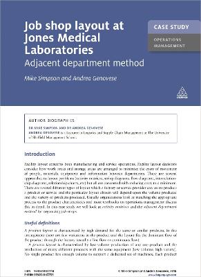 Book cover for Case Study: Job Shop Layout at Jones Medical Laboratories