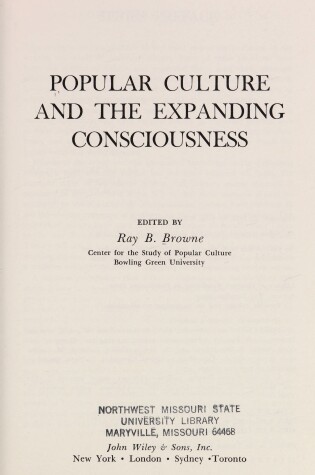 Cover of Popular Culture and the Expanding Consciousness,