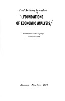 Book cover for Foundations of Economic Analysis