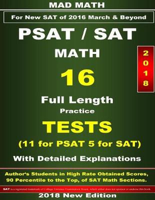 Book cover for 2018 PSAT-SAT Math 16 Tests