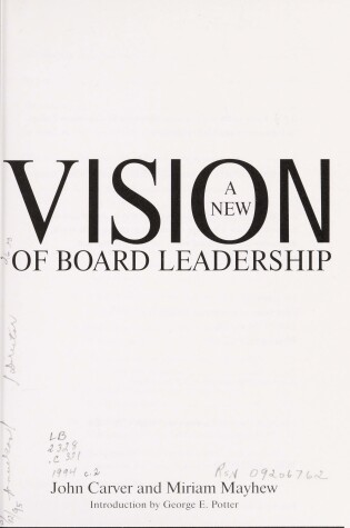 Cover of A New Vision of Board Leadership